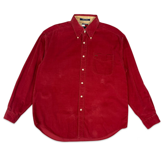 90s Red Tommy Hilfiger Shirt L