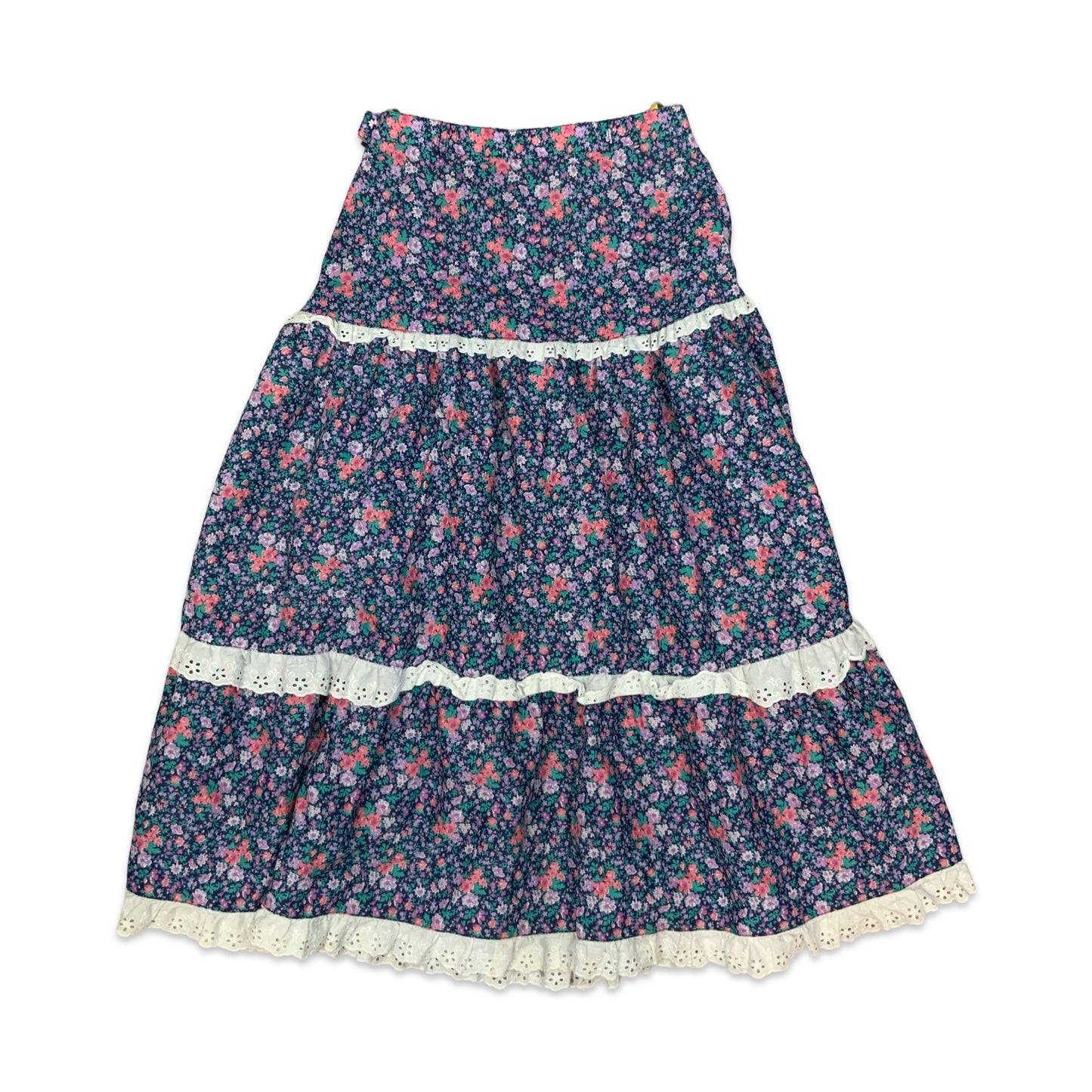 Vintage Ditsy Floral Prairie Midi Skirt 8
