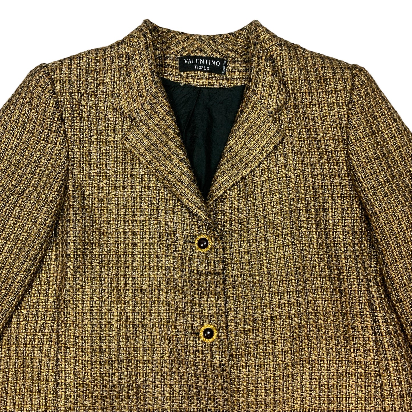 80s Gold & Black Wool Blazer 18 20