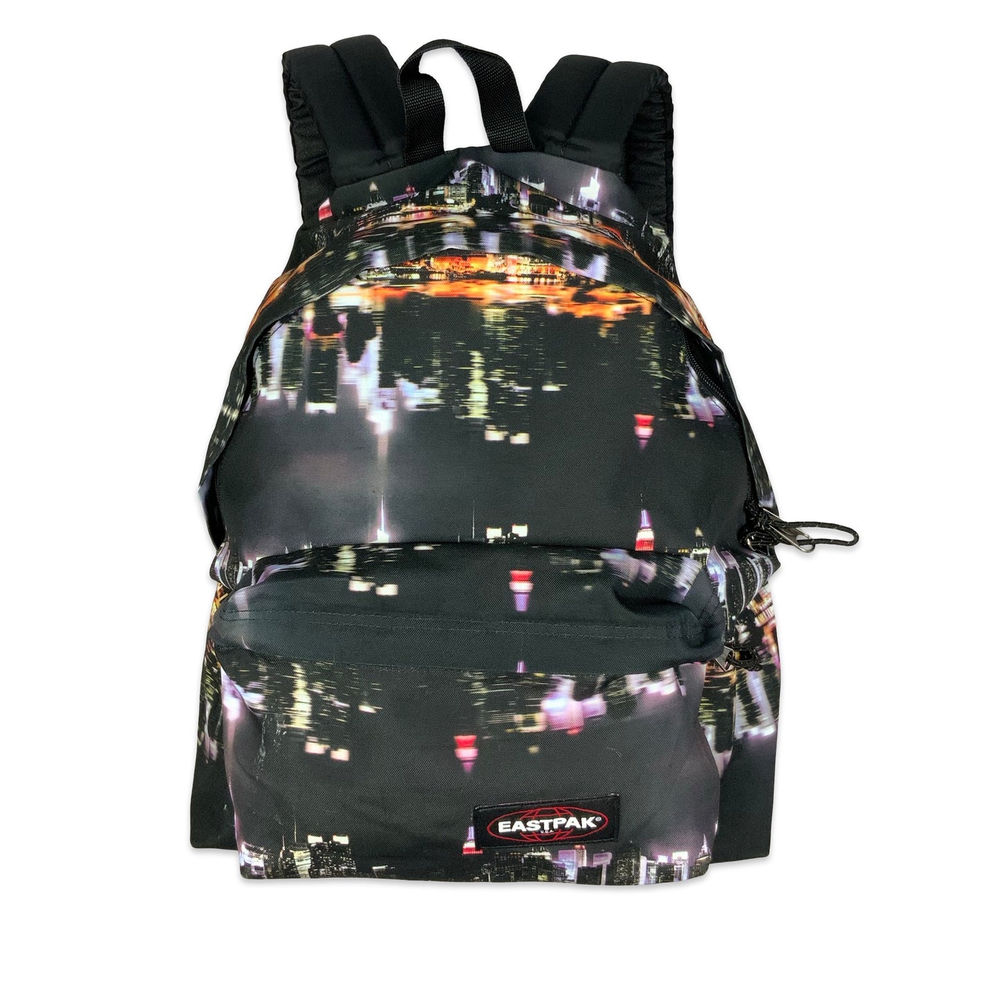 Y2K Black Eastpak Backpack with Cityscape Print