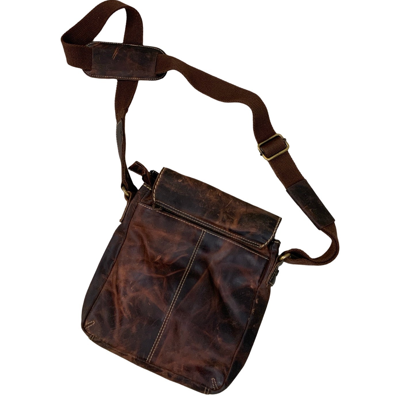 Vintage Brasil's Quality Ltd Brown Leather Sling Messenger Crossbody Shoulder Bag.