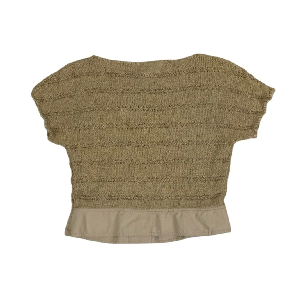 Vintage 90s ‘Proibito’ Brown Beige Batwing Short Sleeve Knitted Jumper Top 8 10