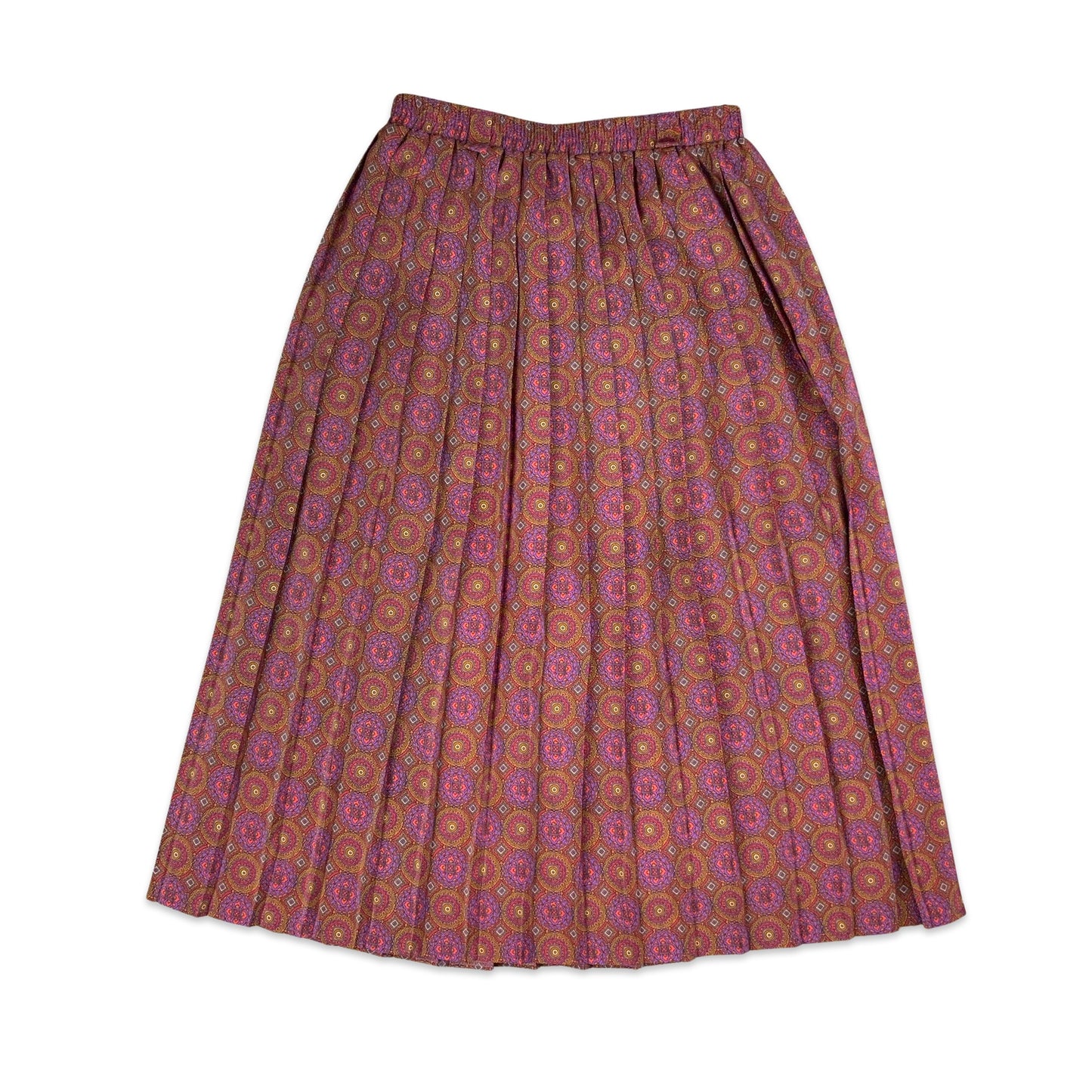 Vintage Purple Floral Pleated Midi Skirt