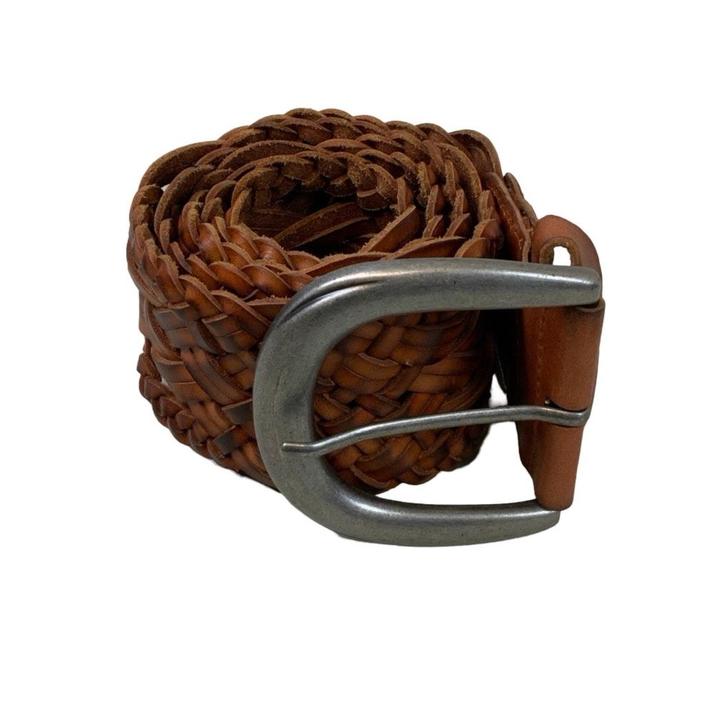 Vintage Brown Woven Leather Belt