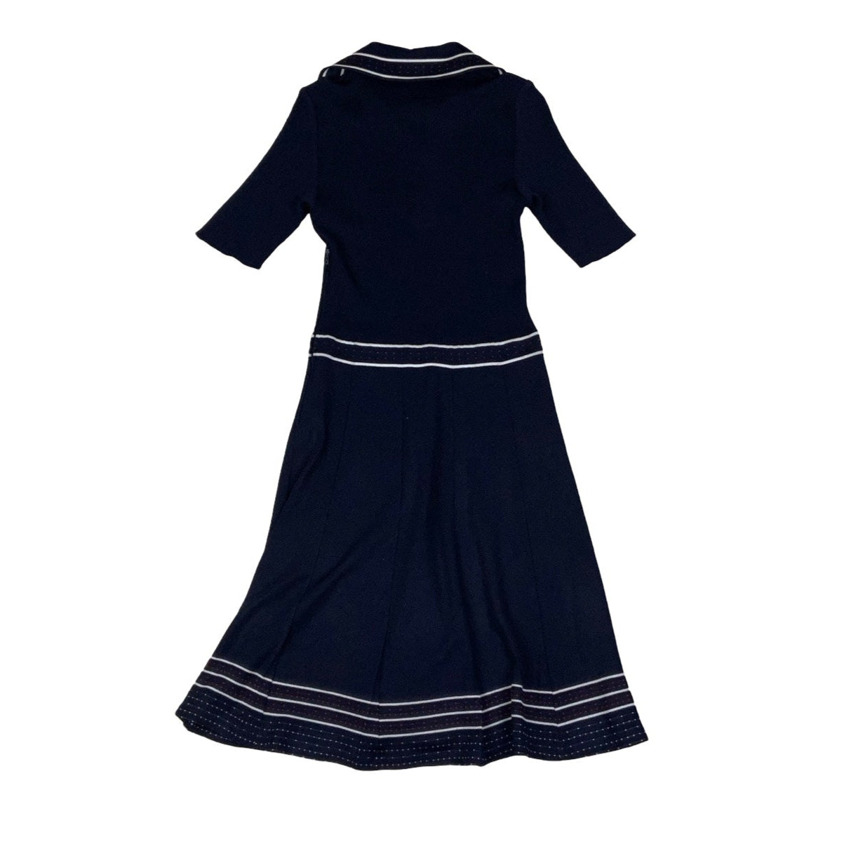 Vintage ‘Les Carnards’ Navy Blue White Red Aline Midi Dress 4 6