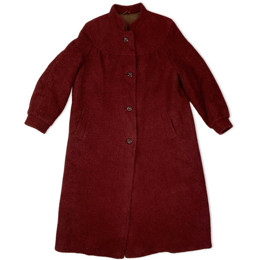 Vintage Maroon Wool Coat 14 16 18