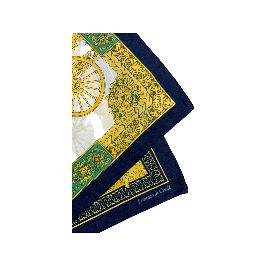 Vintage Green, Blue, and Gold Carriage Scarf