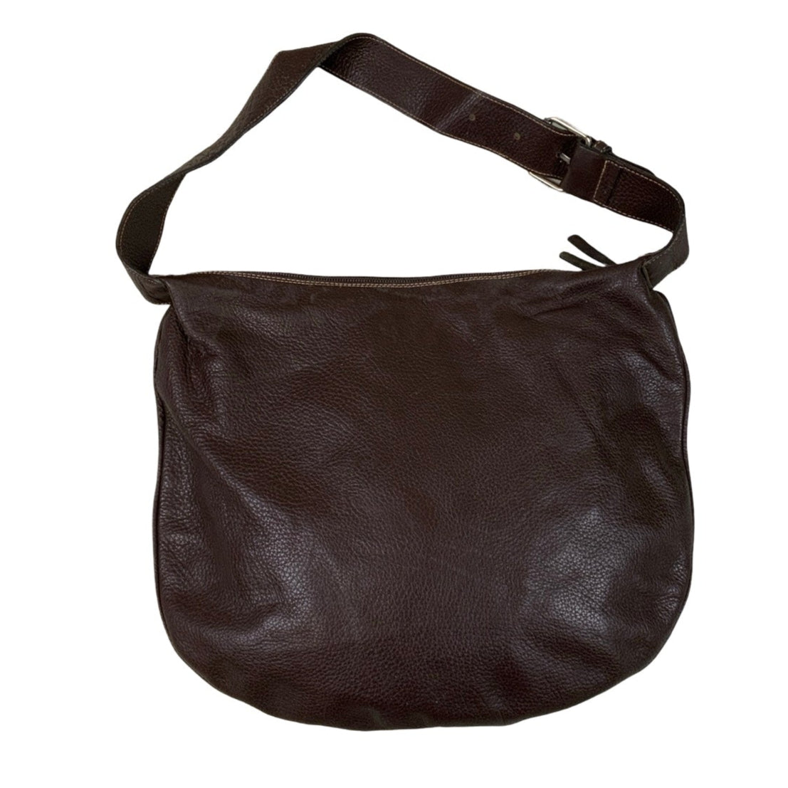 Vintage 90s 00s Brown Italian Leather Slouch Hobo Shoulder Bag