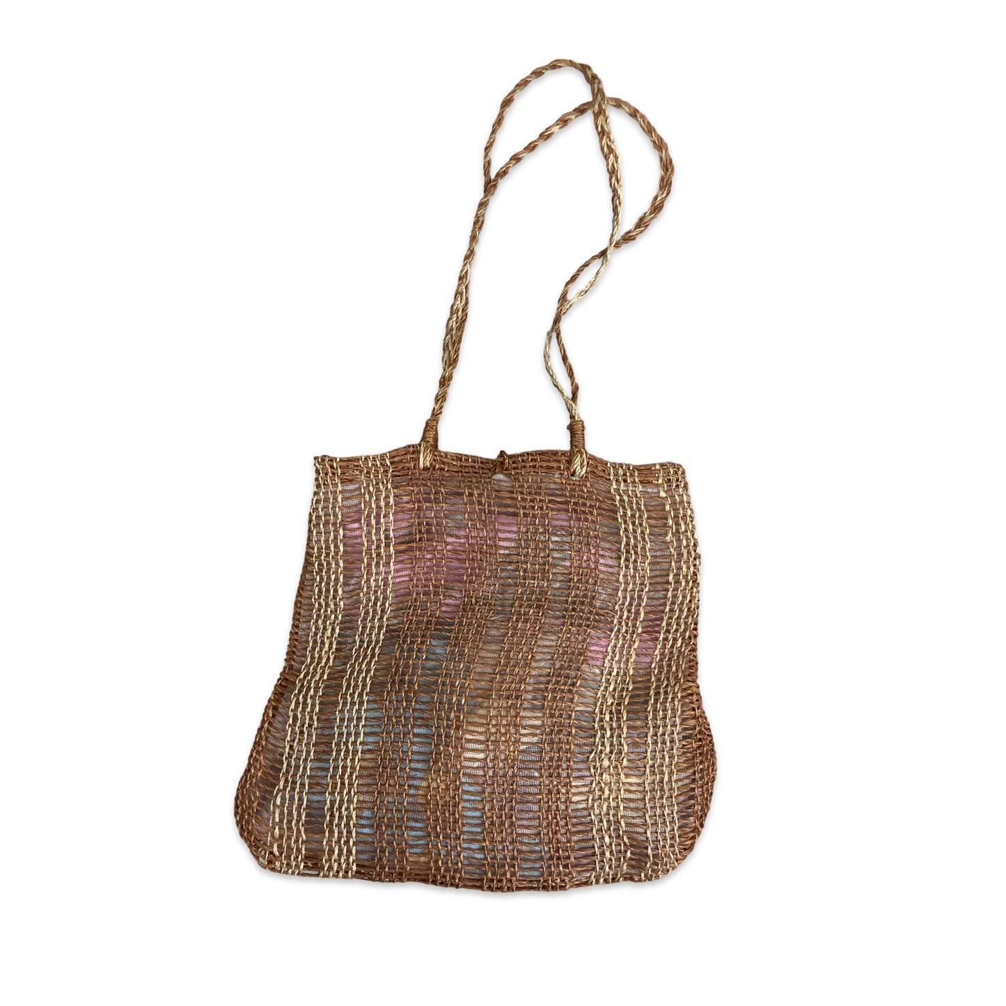 Vintage Brown & Beige Woven Shoulder Handbag