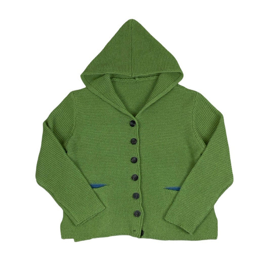 Vintage 80s 90s Green Hooded Oversized Cardigan 12 14 16