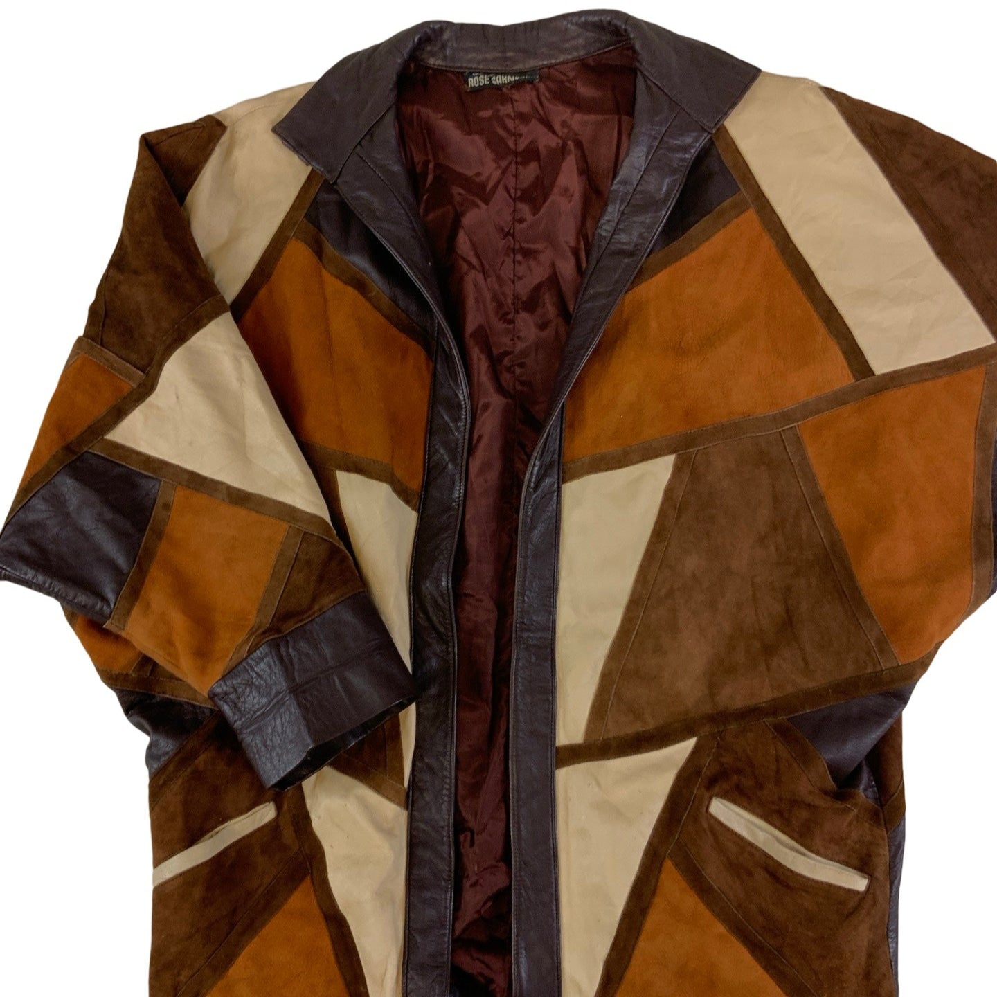 Vintage 80s ‘Rose Sarkissian Creations’ Brown Leather Suede Patchwork Jacket M 14 16