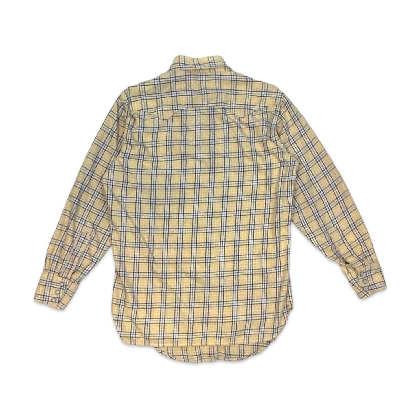 90s Levi’s Western Wear Yellow Black Plaid Flannel Shirt 12 14 16