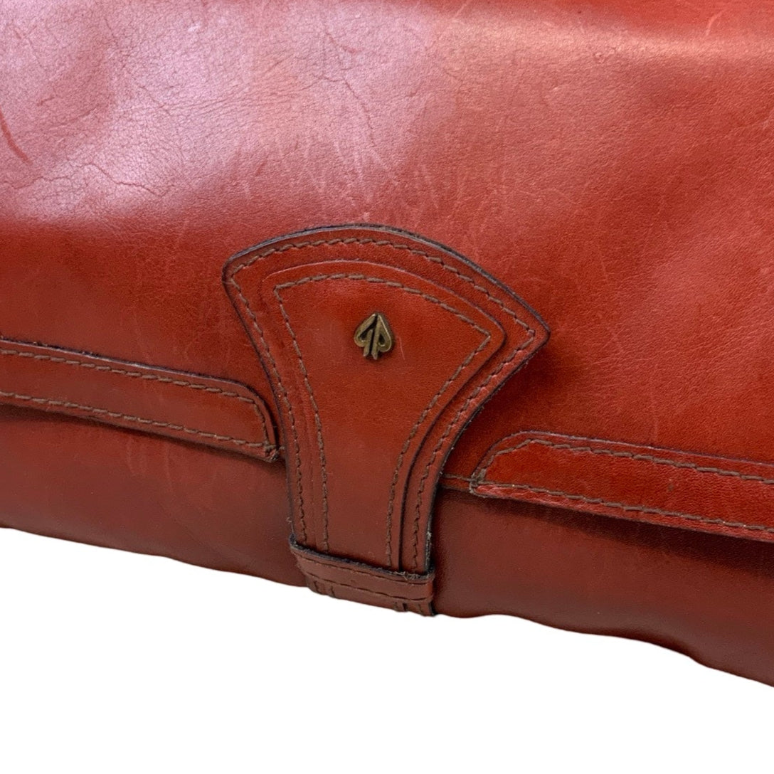 Vintage Burgundy Red Leather Clutch Handbag