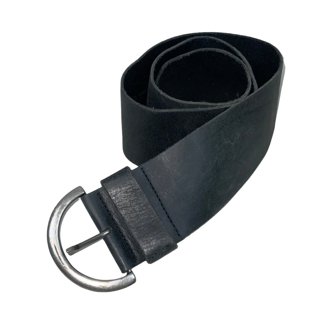 ‘Pieces’ Charcoal Grey Suede Leather Buckle Belt