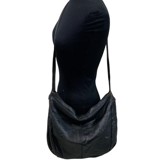 Vintage 90s 00s Black Leather Slouch Hobo Shoulder Bag