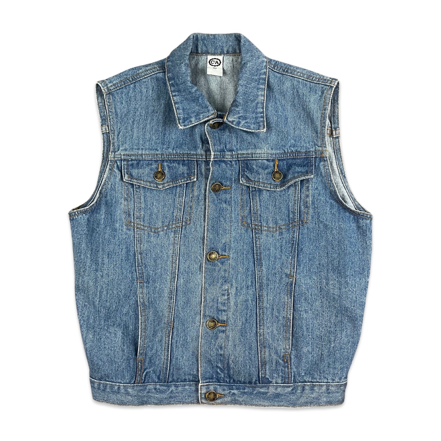 Vintage 90s Light Denim Gilet Waistcoat Jacket  10 12