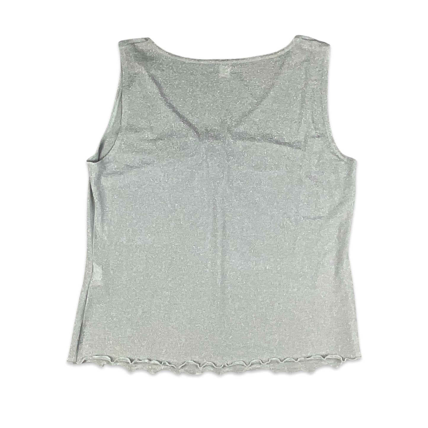 Y2K Silver Lettuce Hem Top 10 12 14 16