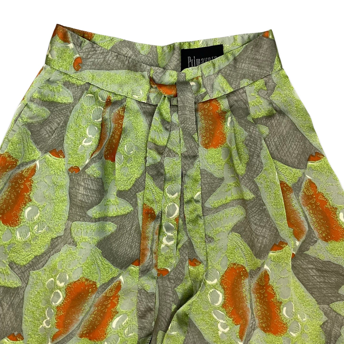 Vintage Green & Orange Abstract Print Shorts 4 6