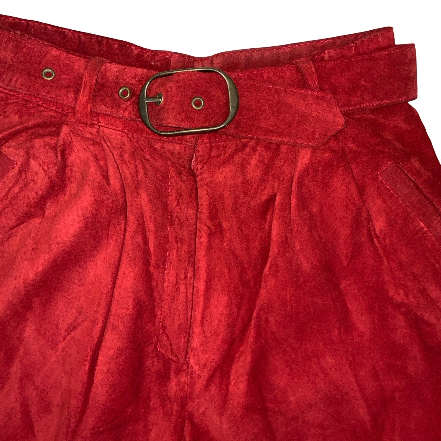 Vintage 80s 90s Red Suede High Waisted Shorts 8 10