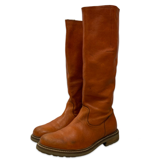 Vintage Orange Leather Boots UK 4.5