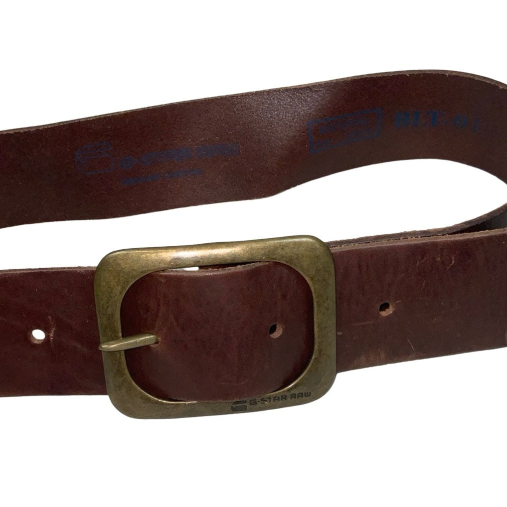 Vintage ‘G-Star Raw’ Brown Genuine (BLT-01) Leather Gold Buckle Belt