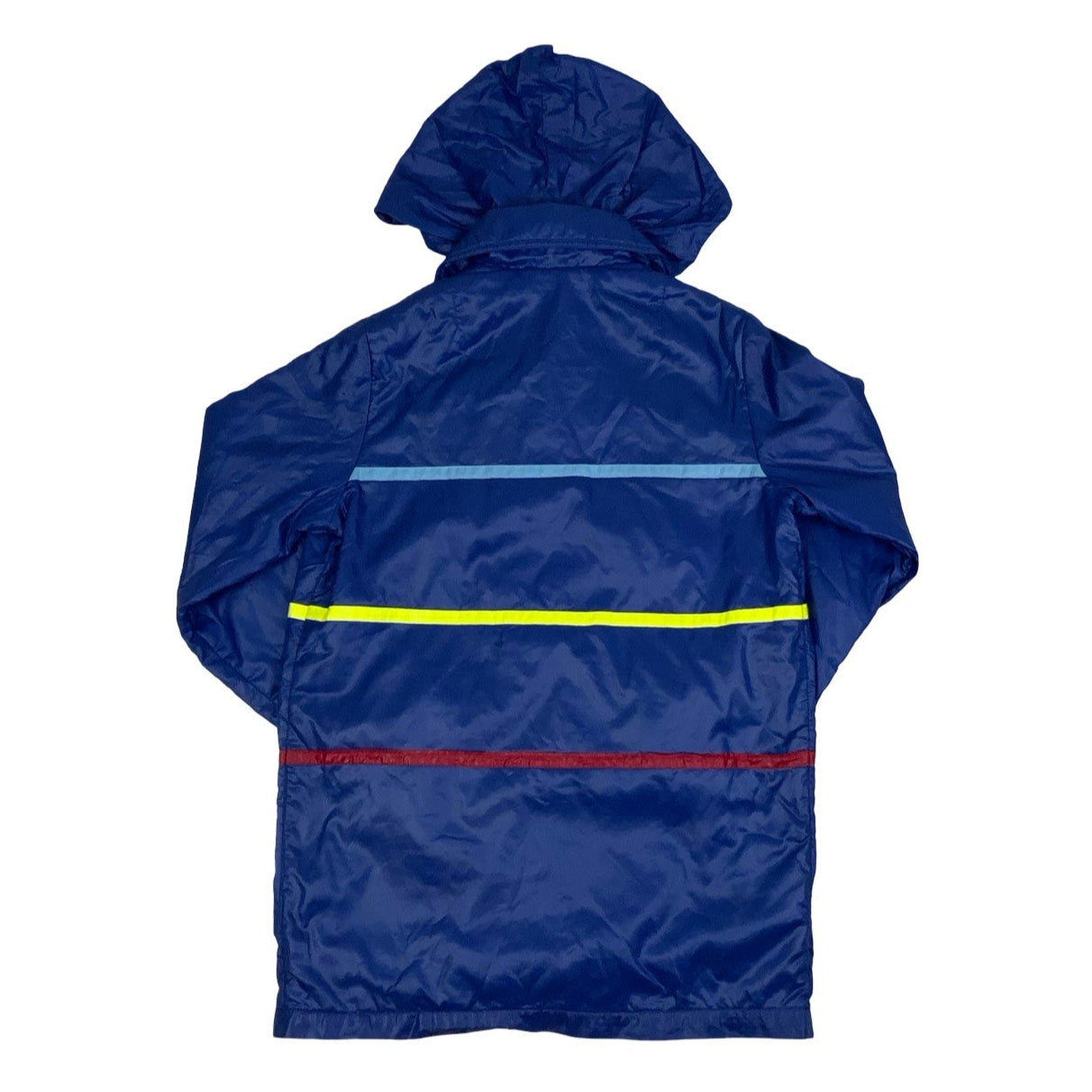 Vintage 00s Blue Yellow Red Stripe Raincoat Windbreaker M L