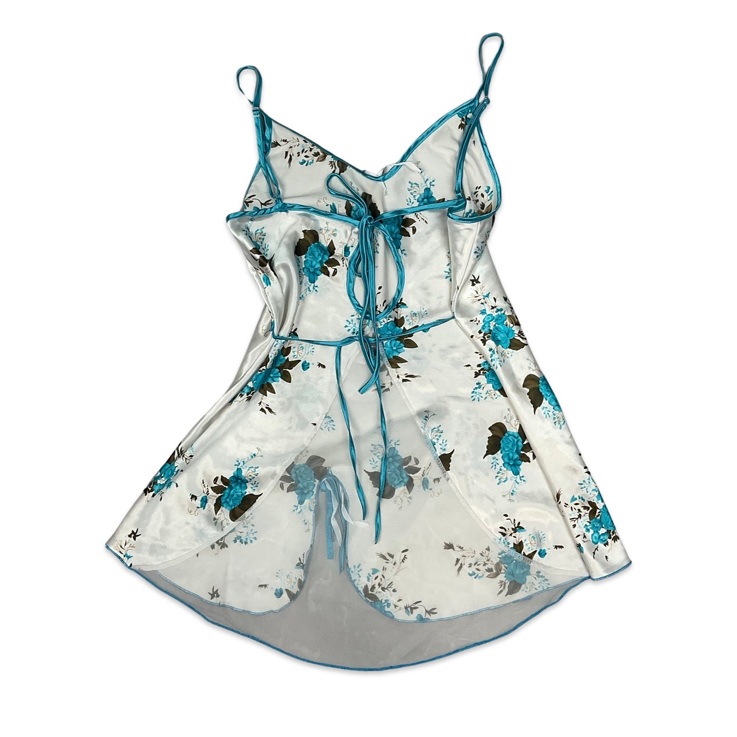 90s White & Blue Floral Babydoll Top 8 10