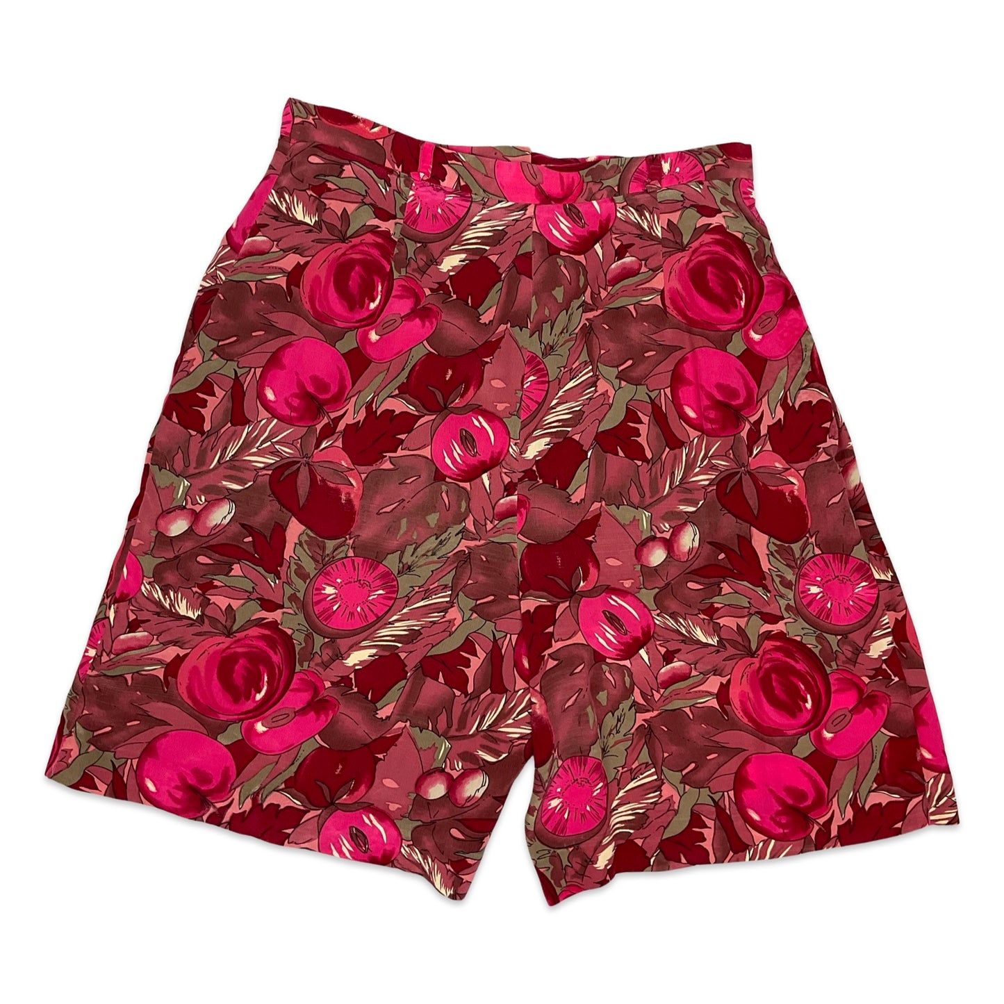 Vintage Pink Floral Silk Shorts 6 8