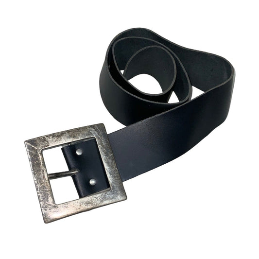 Vintage 90s 00s Black Leather Square Buckle Belt