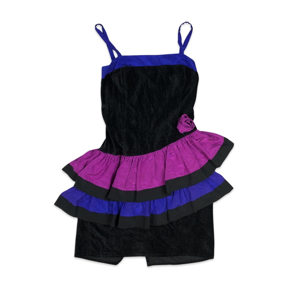 Vintage Black, Purple, and Pink Strappy Dress 6 8