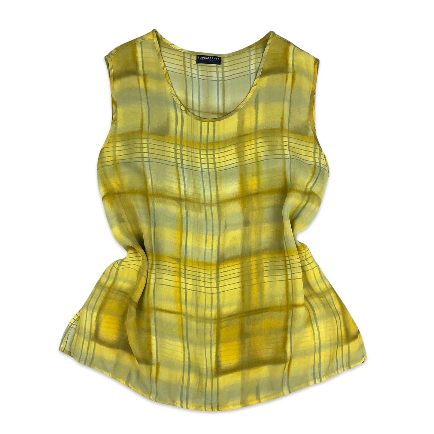 Vintage Yellow Sheer Plaid Vest Top