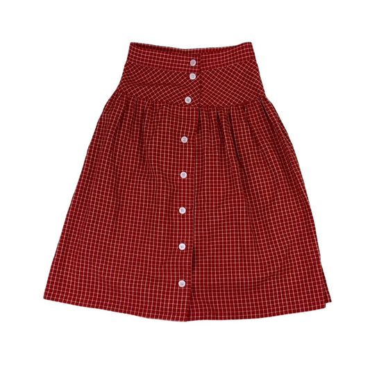 Vintage 60s 70s Red White Check High Waist Mini Skirt XXS 4