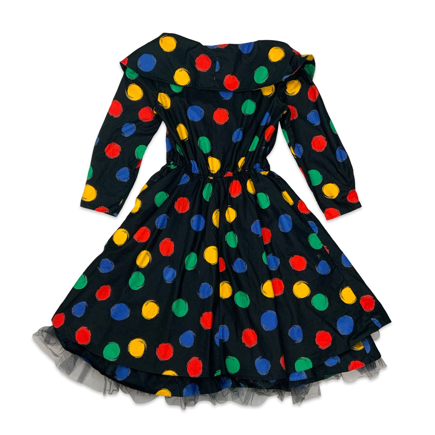 80s Polka Dot Puff Ball Midi Dress 12