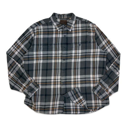 Y2K Woolrich Grey & Orange Plaid Flannel Shirt XXL