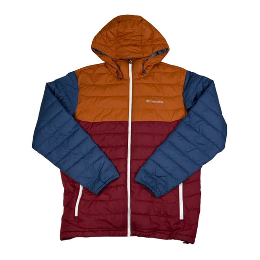 Vintage 90s 00s ‘Columbia’ Blue Orange Red Colourblock Zip-Up Puffer Coat L XL