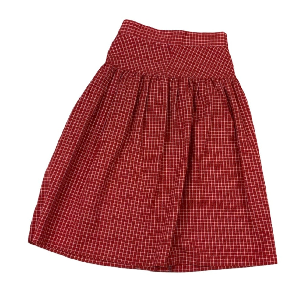 Vintage 60s 70s Red White Check High Waist Mini Skirt XXS 4