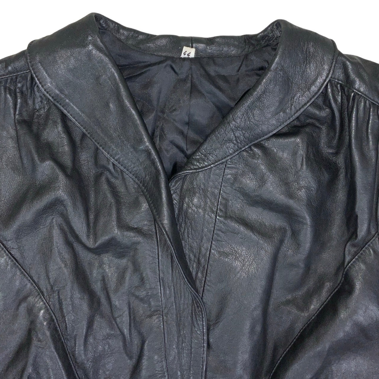 Vintage 90s Black Crop Tie-Up Biker Punk Leather Jacket 12 14 S