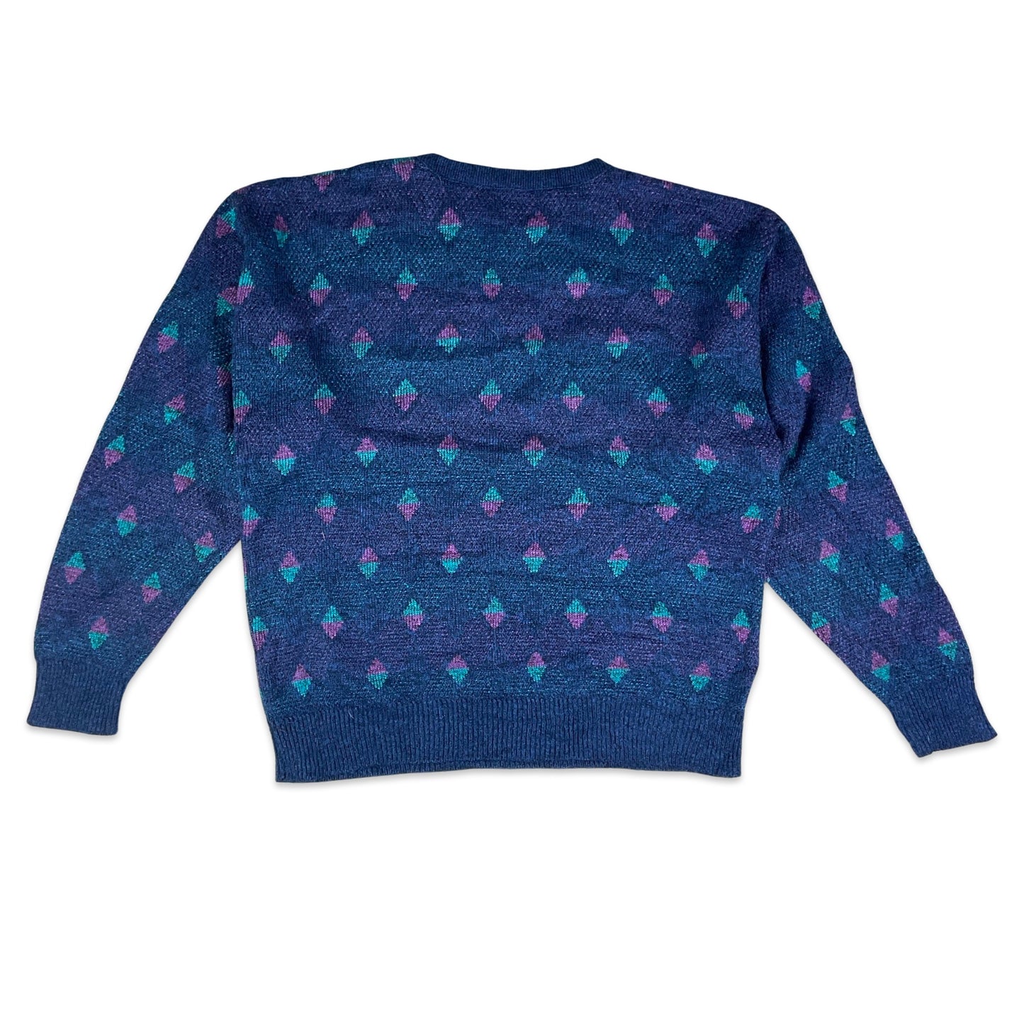 80s Blue & Purple Patterned Knit Jumper