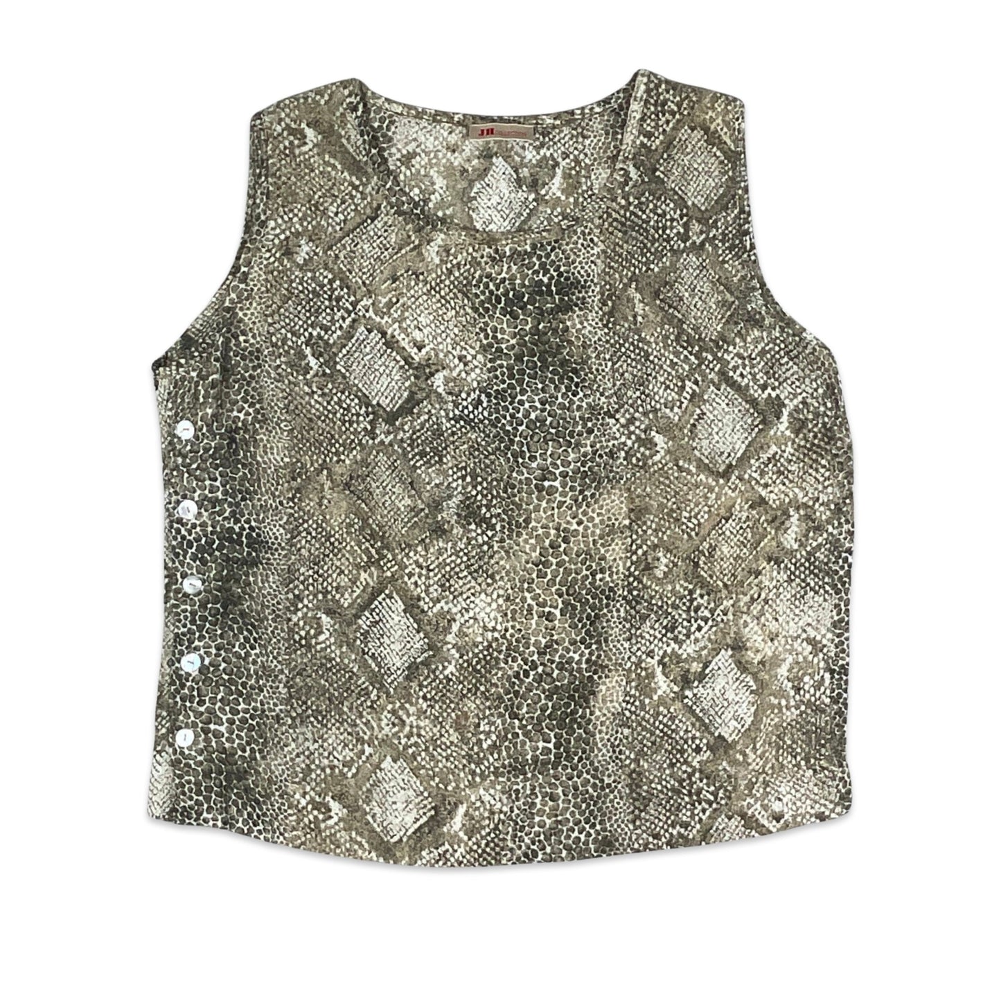 90s Y2K Beige Snake Print Vest Top 12 14 16 18