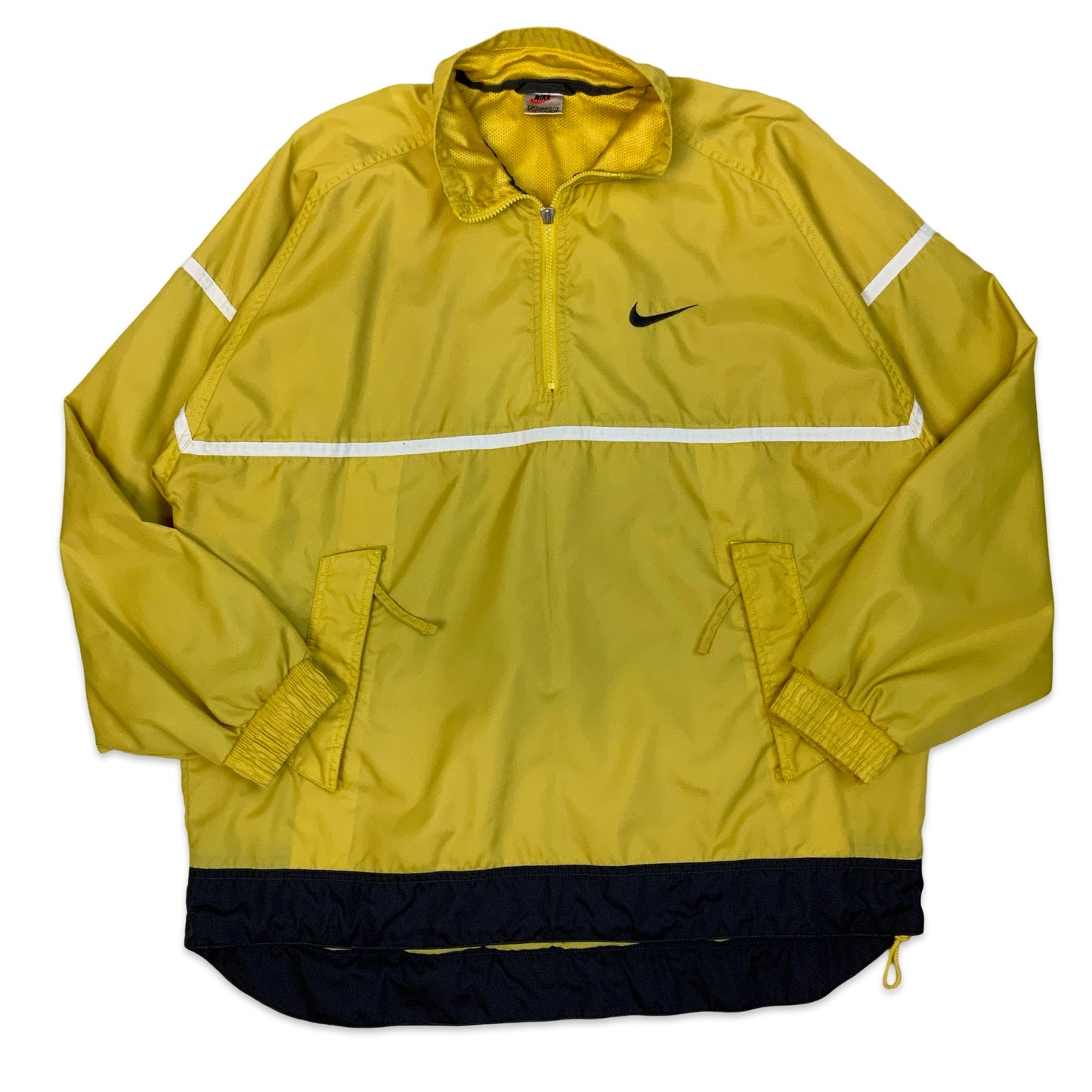 90s Nike 3/4 Zip Windbreaker Yellow White Black L XL