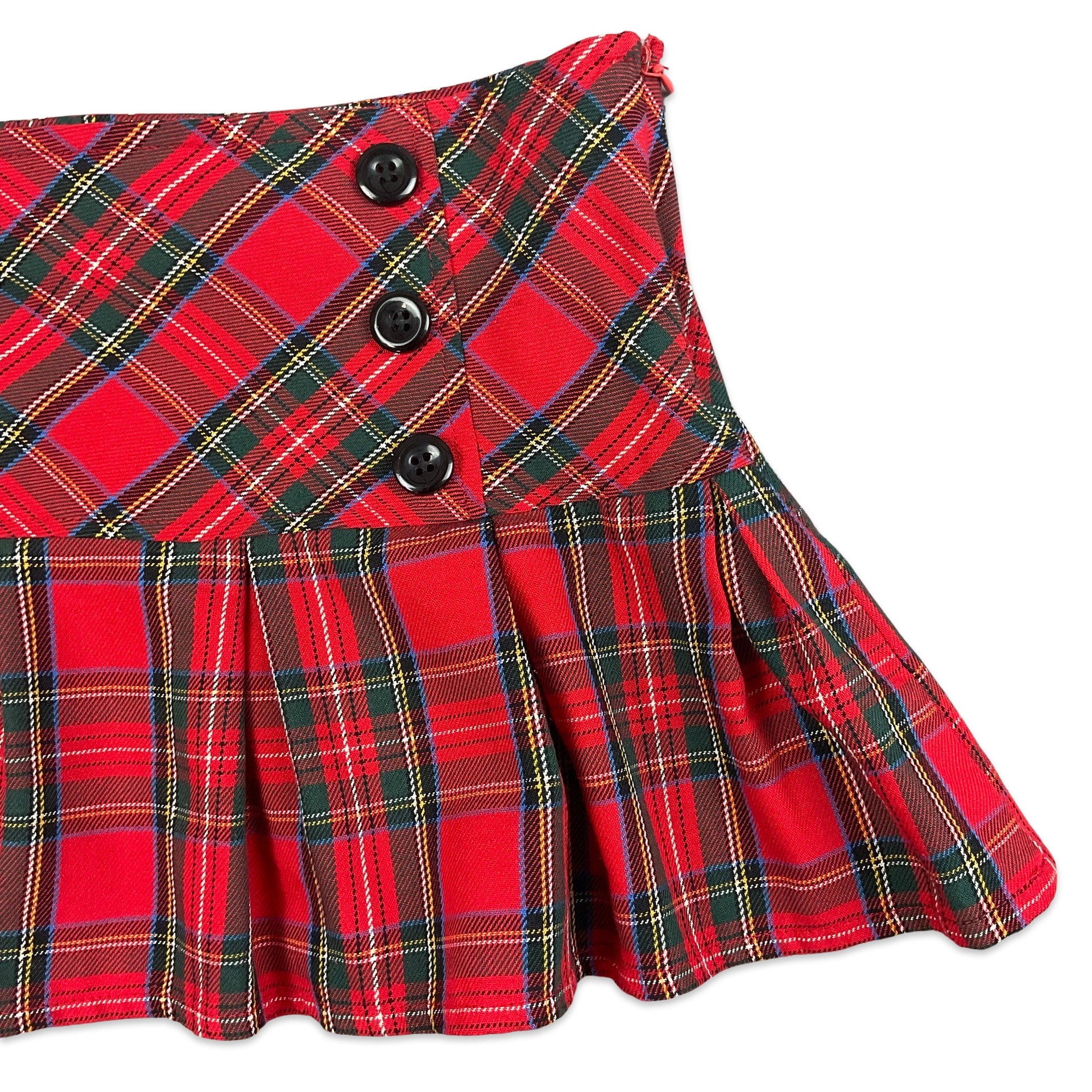 Pleated red flannel skirt best sale