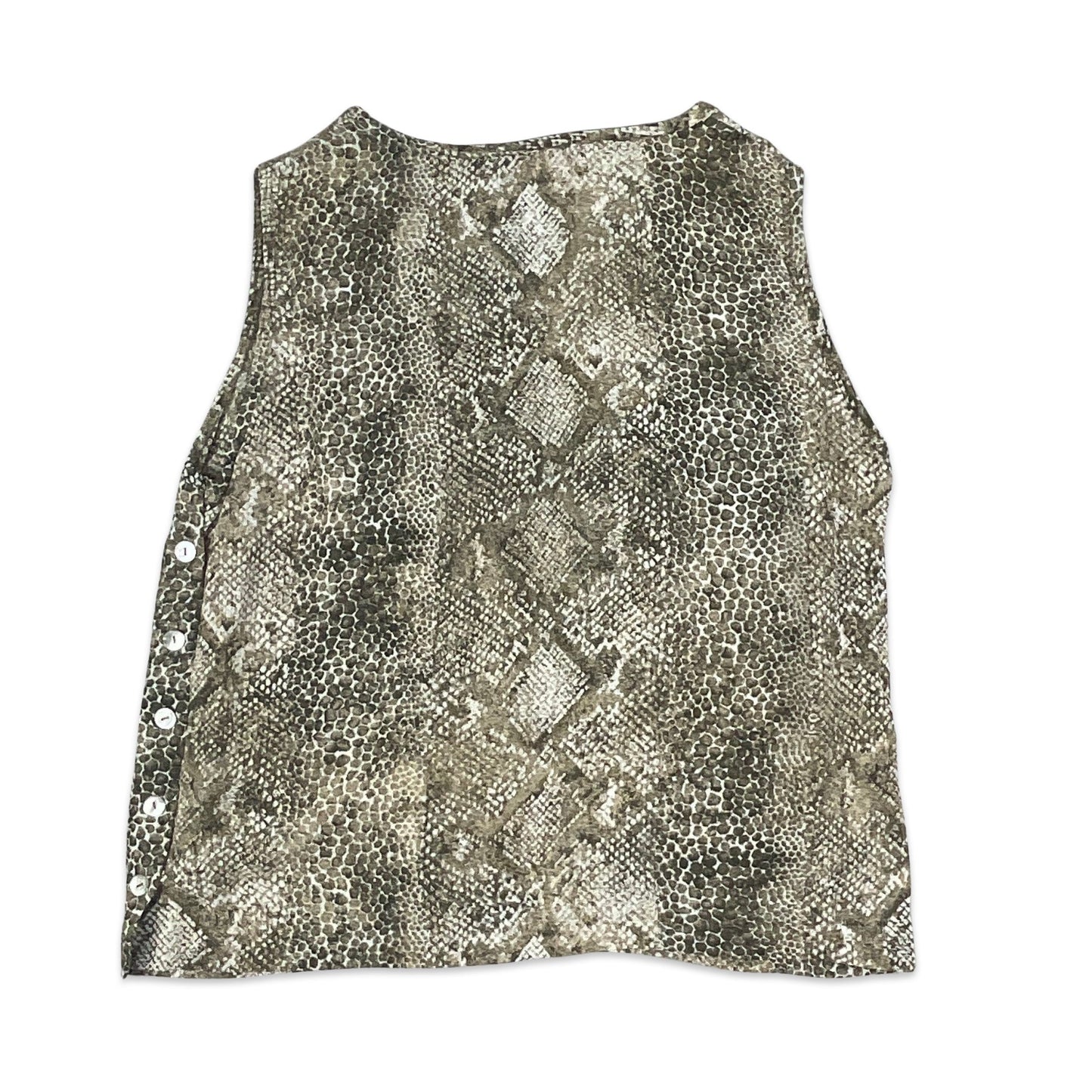 90s Y2K Beige Snake Print Vest Top 12 14 16 18