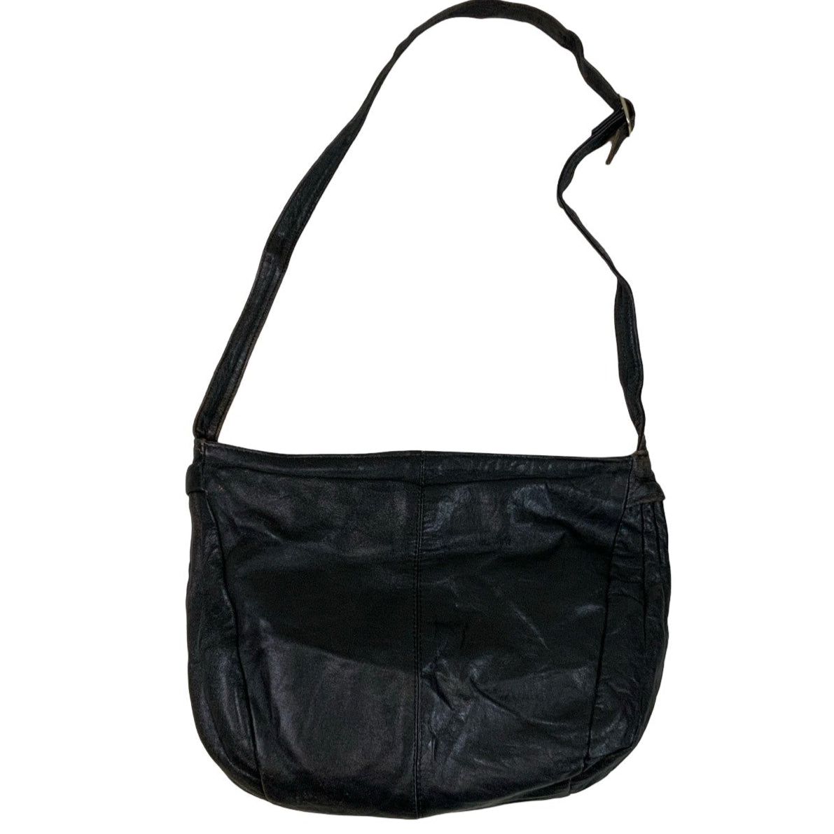 Vintage 90s 00s Black Leather Slouch Hobo Shoulder Bag