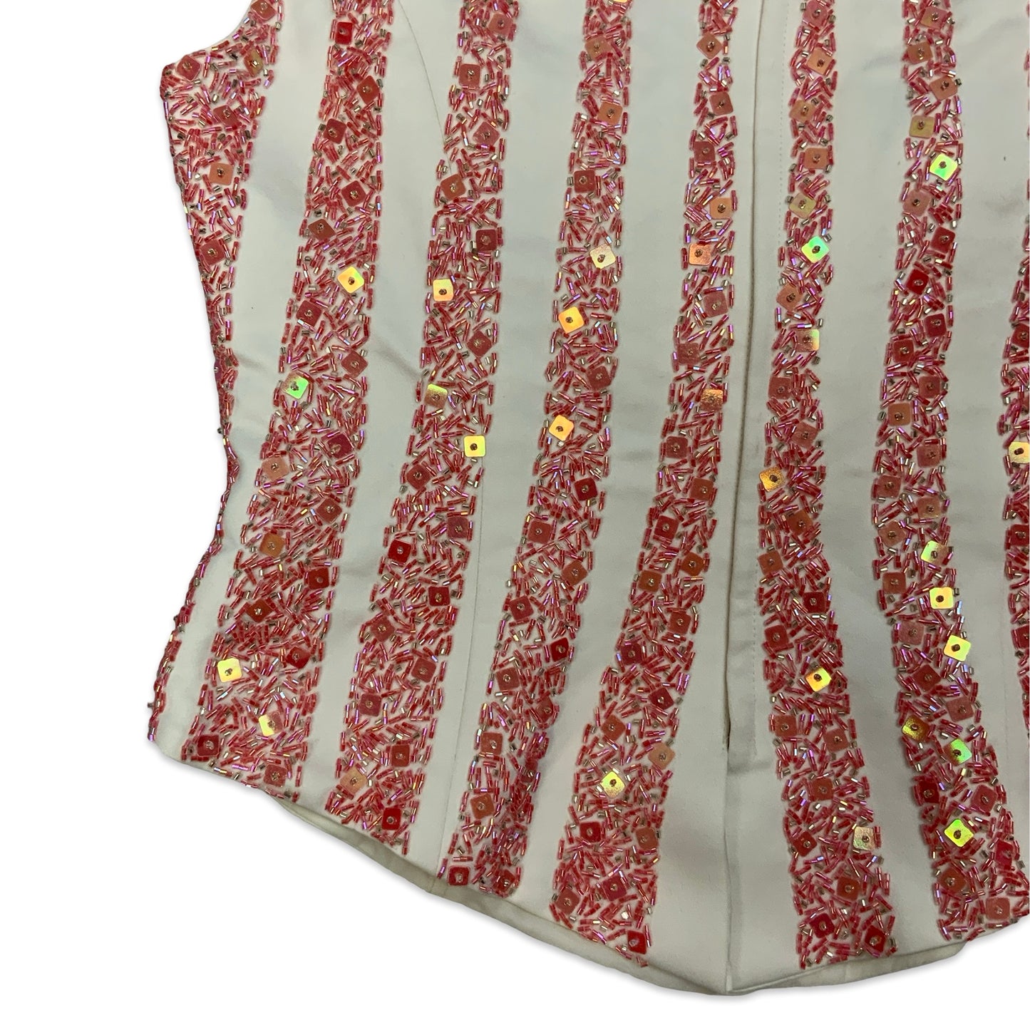 Y2K White & Pink Sequin Corset Bustier Top