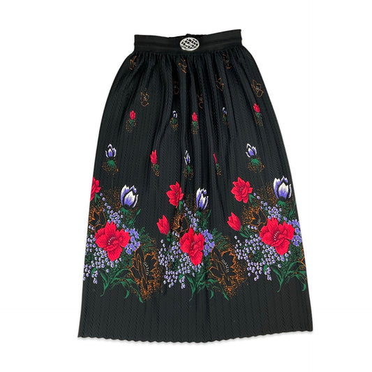 Vintage Black Floral Maxi Skirt