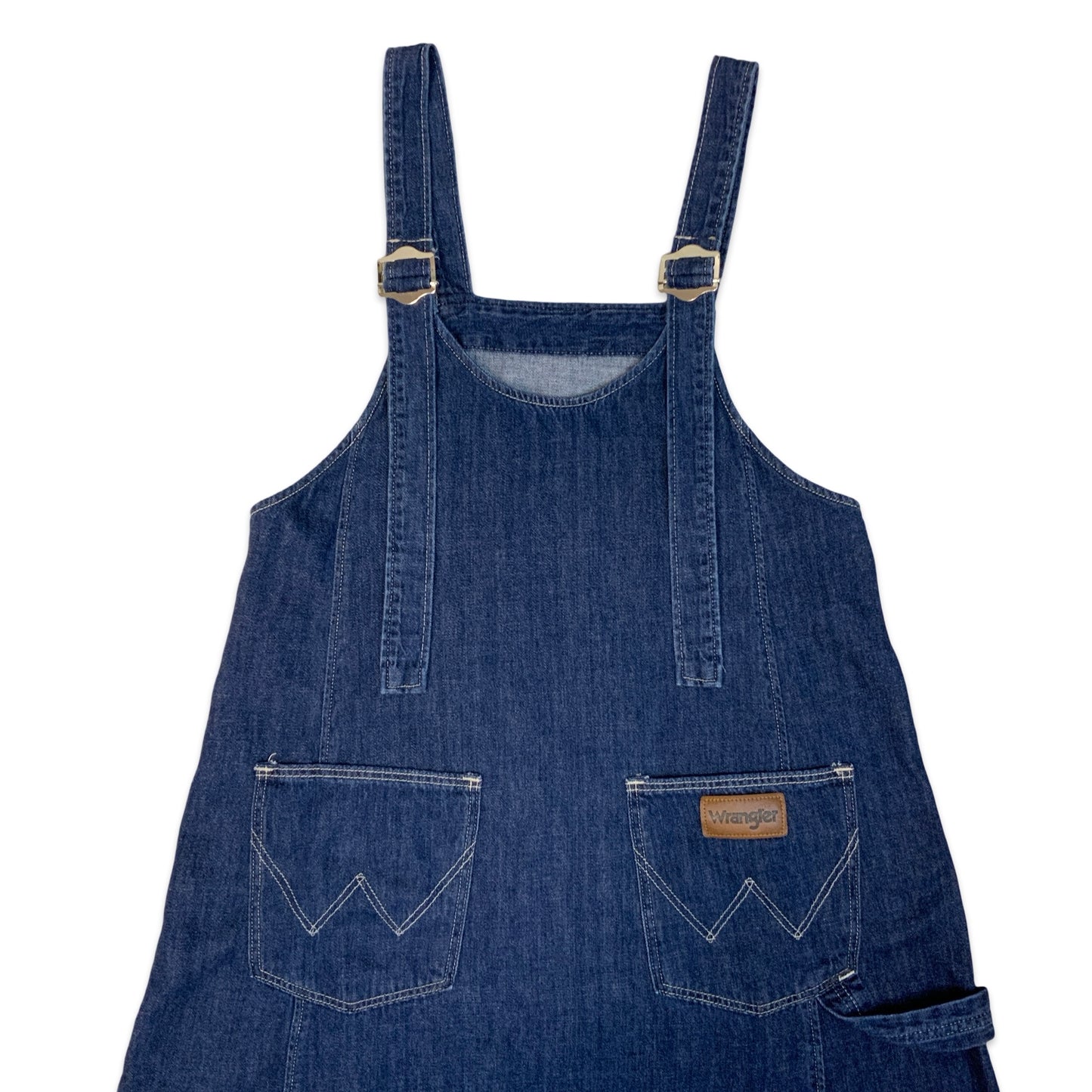 90s Wrangler Indigo Denim Dungaree Pinafore Maxi Dress 12