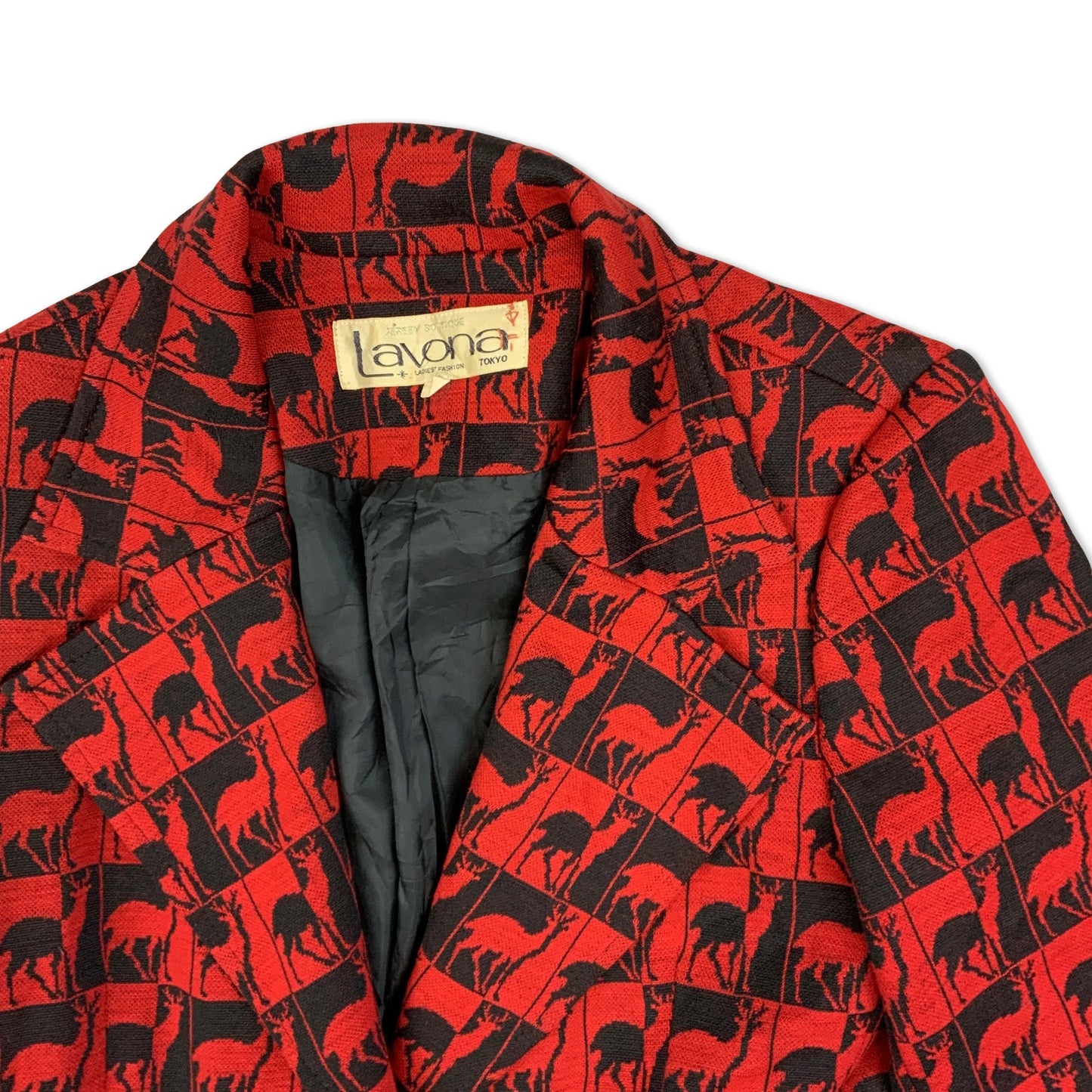 Vintage 90s Red and Black Deer Print Ladies' Blazer 6-8