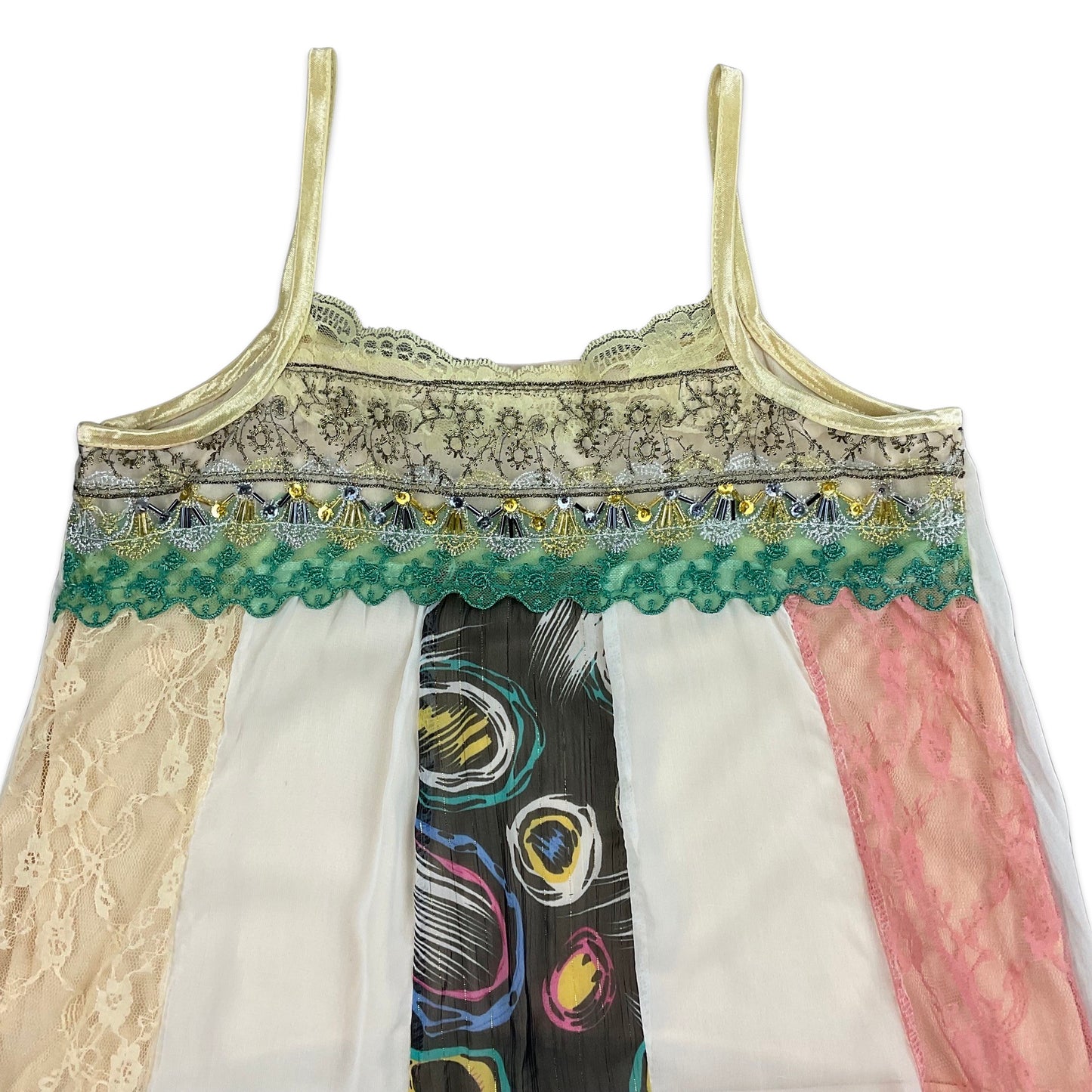 Vintage Y2K White Pink Yellow Teal Cami Top  8 10