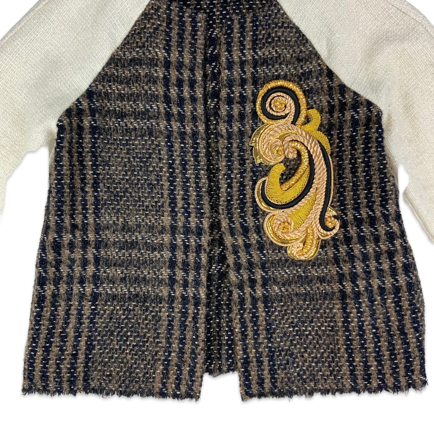 Vintage Brown Cream & Gold Mohair Cardigan