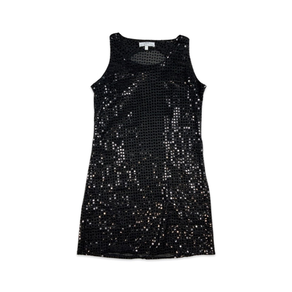 Vintage Black Sequin Sleeveless Minidress 8 10